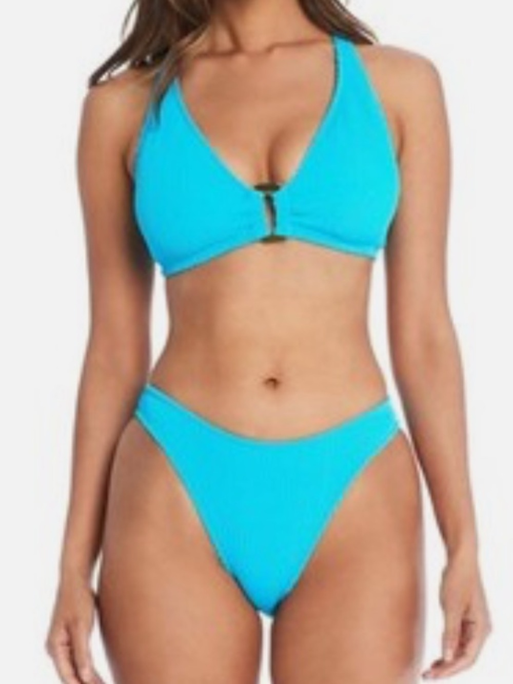 Bleu Rod Beattie Coldwater Textured Bikini Set NWT Blue 34D Top / Size 4 Bottom